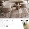 Handmade Round Wool Rug Modern Minimalist Beige 6 Feet Carpet