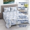 White And Blue Floralcotton 400 Tc  Flat Double Queen Size Bedsheet With 2 Pillow Covers