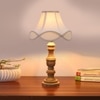 Devansh Off-White Cotton Vintage  Lamp With Wood Base (12X20)