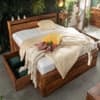 Nima Solid Wood King Size Drawer Storage Bed In Provinciall Teak Finish