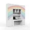 Rainbow Trails Study Table With Drawers, Cabinter And Multiple Storage In White Colour