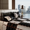 Stoa Paris Super King 5PC Satin Bedding Set  5PC Black-White Grey