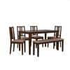 Monterey 6 Seater Dining Set with 1 Bench and 4 Chairs (Rubberwood, Dark Cappuccino Finish)