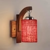 Devansh Solid Wood Electric Wall Light in Brown Colour with Maroon Shade Count of 1 Light