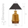 PAOLA  Amber Glass and Wood table Lamp With Black Cotton Shade