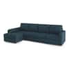 Apollo Fabric Sectional Sofa (Colour : Indigo Blue, Cushion : Soft, Back Type : Regular, Seating Capacity : Left Aligned 3 Seater + Left Aligned Chaise + Ottoman)