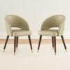 Celia Upholstered Dining Chair In Ancient Ivory Cream Leatherette In Dark Teak Finish