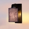 Devansh Solid Wood Electric Wall Light in Brown Colour with Blue Shade Count of 1 Light