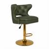Doe Buck Verona Faux Leather Adjustable Bar Stool in Green Colour with Gold Base