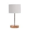 Devansh Grey Cotton Table Lamp With  Natural  Wood Base  & Steel Pipe (7X17 Inches)-7