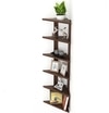 Bluewud Wudville Braine Engineered Wood Wall Mount Corner Shelf, Display Rack, (6 Tringle Shelves - Wenge)