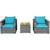 Carry Bird Wicker Patio Furniture Outdoor Balcony Chairs In Grey Mix And Sky Blue Colour