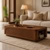 Rothwell Sheesham Wood Diamond Carved Coffee Table in Walnut Finish