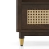 Fiji Solid Wood and Cane Bedside Table in Dark Chestnut Finish