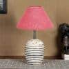 Pink Jute with White Brushed Wood Table Lamp