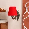 Devansh Metal Electric Wall Light in Antique Gold Colour with Red Shade Count of 1 Light