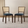 Reed Cane Chair Set Of 2 In Danish Walnut And Colour Night Blue Velvet