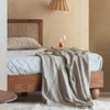 Abacus Solid Wood Queen  Size Upholstered Bed Without Storage (Kiara Finish)