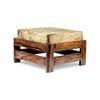 Amber Sheesham Wood Foot Stool in Teak Finish with Velvet Green Cushion