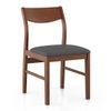 Augusta Solid Wood Dining Chair Set Of 2 In Dark Walnut Finish With Grey Fabric Colour