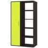 Nikola Large Crockery cum Bookshelf and Divider Unit in Antique Ebony Lime Yellow Colour