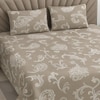 Lior Beige Floral 400 TC Cotton Flat Queen Size Bedsheet with 2 Pillow Covers – Threads