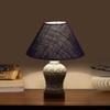 Devansh Conical Blue Jute Shade Lamp With Wood & Mosaic Glass Base For Decoration/Office/Home/Gifting/Study For Decoration/Office/Home/Gifting/Study -(10X10X14.5) Inches -A