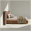 Elowen Softline King Size Bed in velvet With Oak wood Frame & Hydraulic Storage