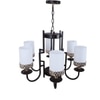Eliante White Glass Chandelier, 6 Light, Mild Steel And Glass, Modern Hanging Ceiling Fixture
