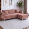 Daraco Velvet L shape 4 Seater Sofa in Peach Color