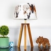 Griffith hand crafted Solid wood honey finish Tripod Table Lamp With Printed Linen Shade