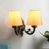 Devansh Metal Electric Wall Light in Antique Gold Colour with off-white Shade Count of 2 Lights