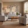 Nordic 3 Seater Sofa with 2 Matching Armchairs Grey