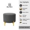 Doe Buck Premium Boucle Round Ottoman in Matte Grey Colour with Polished Gold Legs
