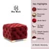 Doe Buck Damira Upholstered Velvet Tufted Ottoman in Maroon Colour with Gold Base