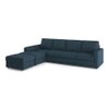 Apollo Fabric Sectional Sofa (Colour : Indigo Blue, Cushion : Hard, Back Type : Regular, Seating Capacity : Left Aligned 3 Seater + Left Aligned Chaise + Ottoman)