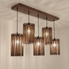 Hexa 5 Series Brown Solid Wood Cluster Hanging Light