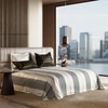 Stoa Paris Super King 5PC Satin Bedding Set  5PC Ivory White-Deep Black