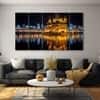 The Castle Decor Golden Temple Wall Painting Wooden Framed 27x48 Inch (Style 2)