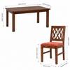 Globally Indian Pranika Solid Sheesham Wood 6 Seater Dining Table Set 6 Chairs Terracotta Orange