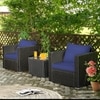 Carry Bird Wicker Patio Furniture Outdoor Balcony Chairs In Black And Navy Blue Colour