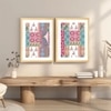 Mughal Flower Pattern Set of 2 Framed Posters Wall Art 45x60 cm