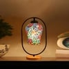 Devansh Multicolor Glass Wooden & Iron  Table Lamp -17 Inch Height  -Apj