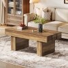 Rectangle Coffee Table, 47.24" Wooden Center Table With Slat Tabletop For Living Room