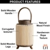 Luxe Home Hanging Bamboo Lantern with Handle or Glass Jar - 2025-332- Beige (26x17x17 cm)