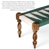 Oakville Sheesham Wood Vintage Seater Maachi Bench Set 2 Stools In Green White Rope
