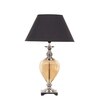 Hinton Amber Glass And Nickel Finish Metal Table Lamp With Black Cotton Shade