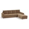 Apollo Sectional Fabric Sofa (Colour : Fawn Velvet , Seating Capacity : Right Aligned 3 Seater + Chaise+ Ottoman  Cushion Type : Soft )