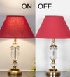Ashurst Black & Antique Brass Finish Metal And Clear Crystal Glass Table Lamp With Maroon Cotton Shade