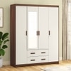 Miller 4 Doors 2 Drawers Wardrobe With Mirror and Lock in Two Tone Finish